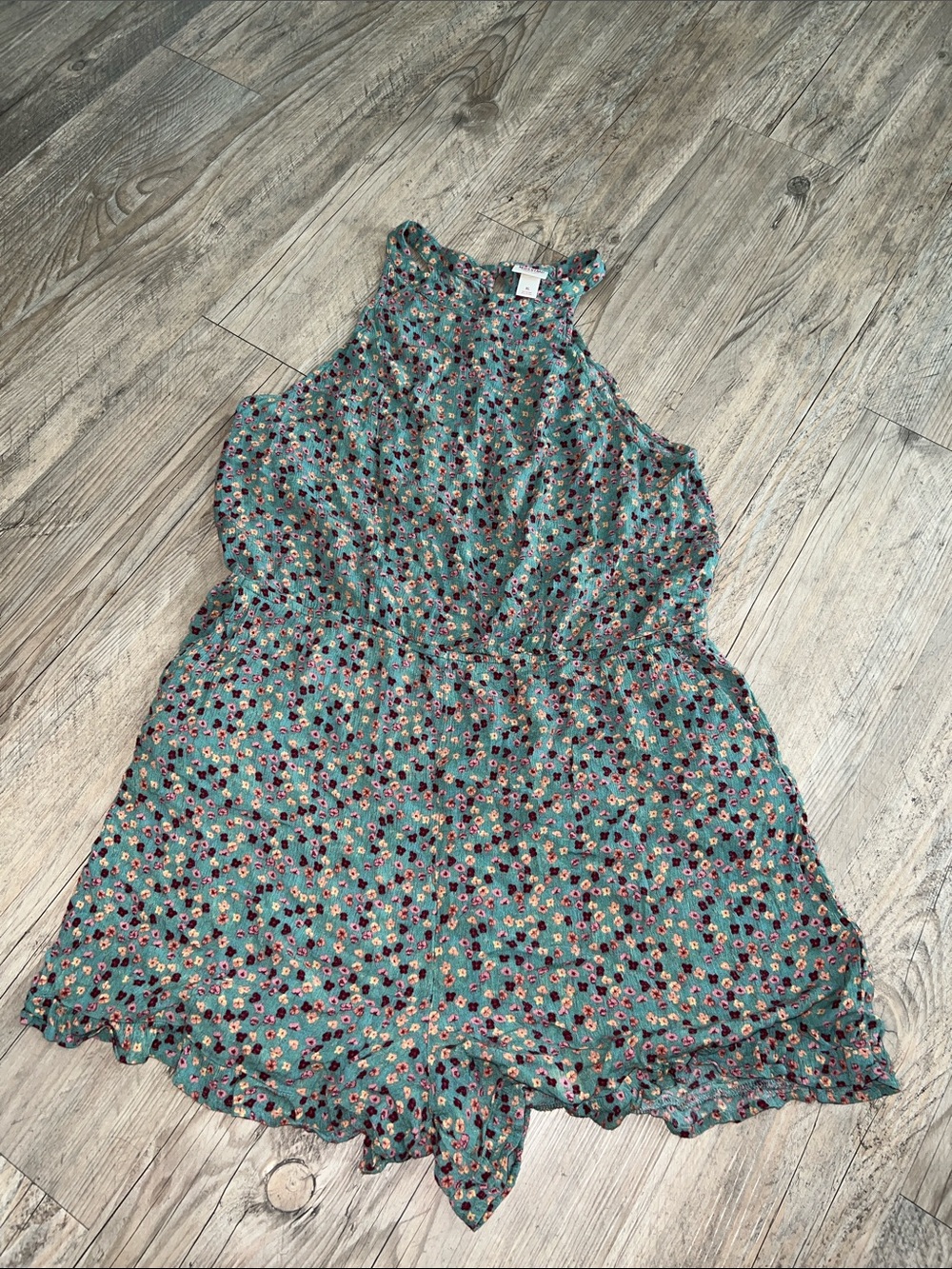 Mossimo Supply Co. Teal Floral Halter Romper